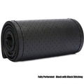 Genuine Leather Steering Wheel Cover for 15"/38cm - Anti-Slip DIY – Black / Fully Perforated