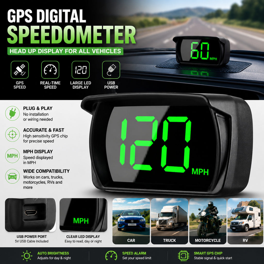 GPS Digital Speedometer Head Up Display for Car and Truck