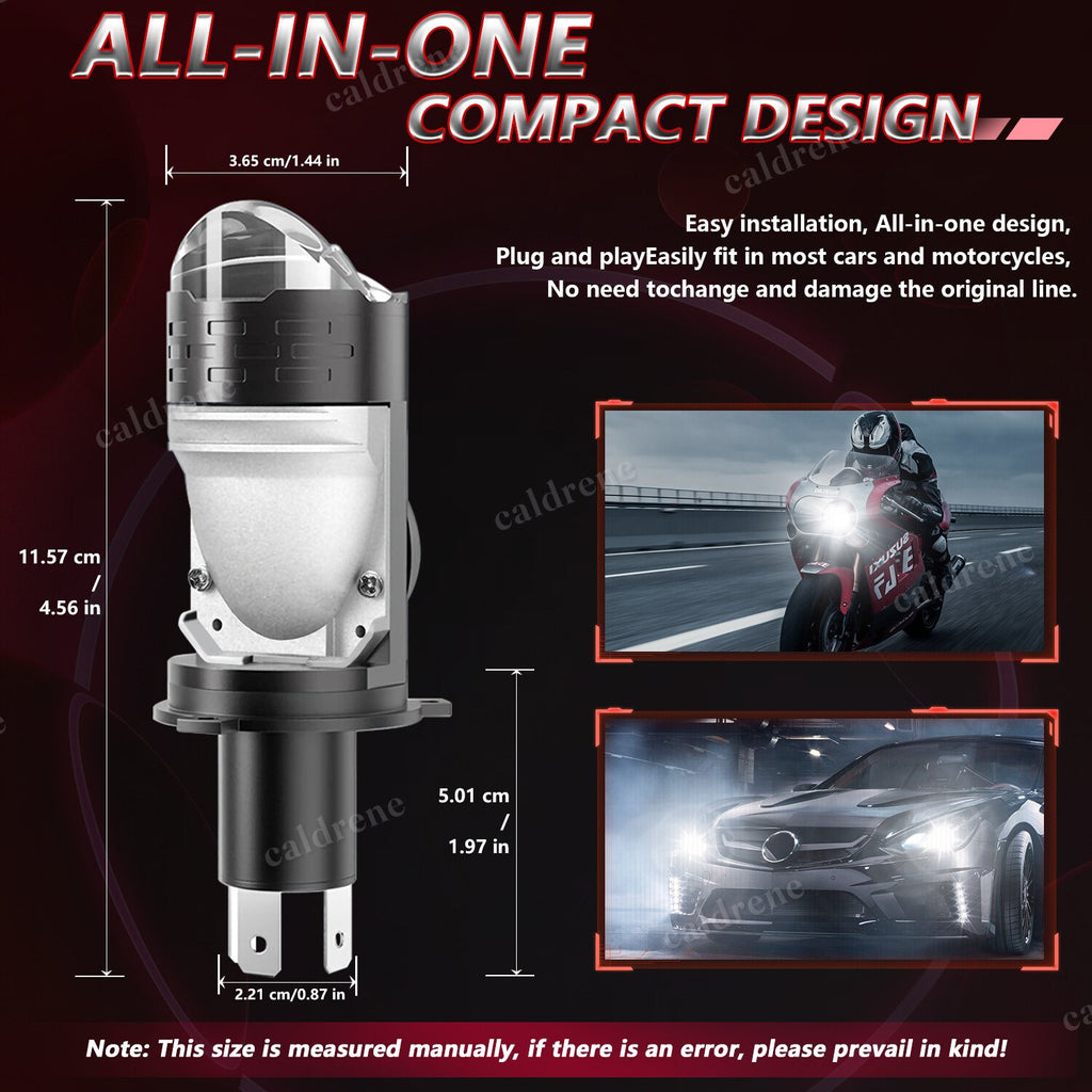 H4 9003 Bi-LED Projector Motorcycle Headlight Bulbs, 2 Pack – view 3