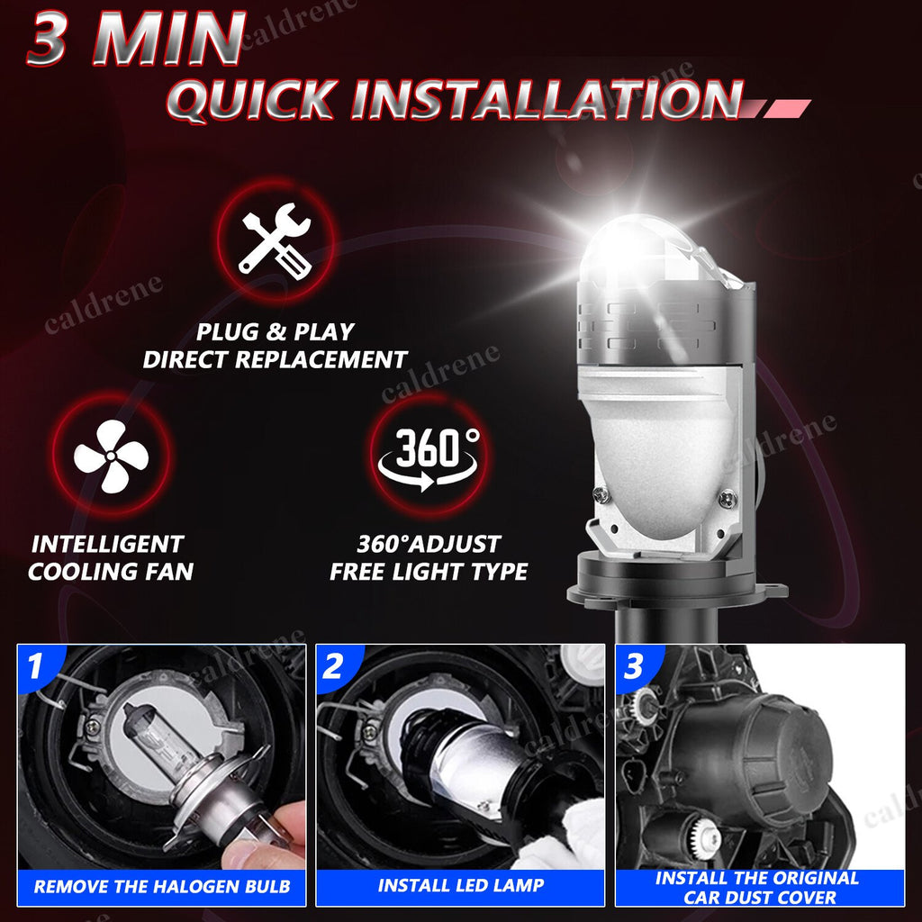 H4 9003 Bi-LED Projector Motorcycle Headlight Bulbs, 2 Pack – view 6