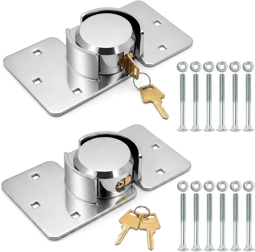 Heavy Duty Hidden Shackle Puck Lock with Hasp Keyed Alike, 2 Pack