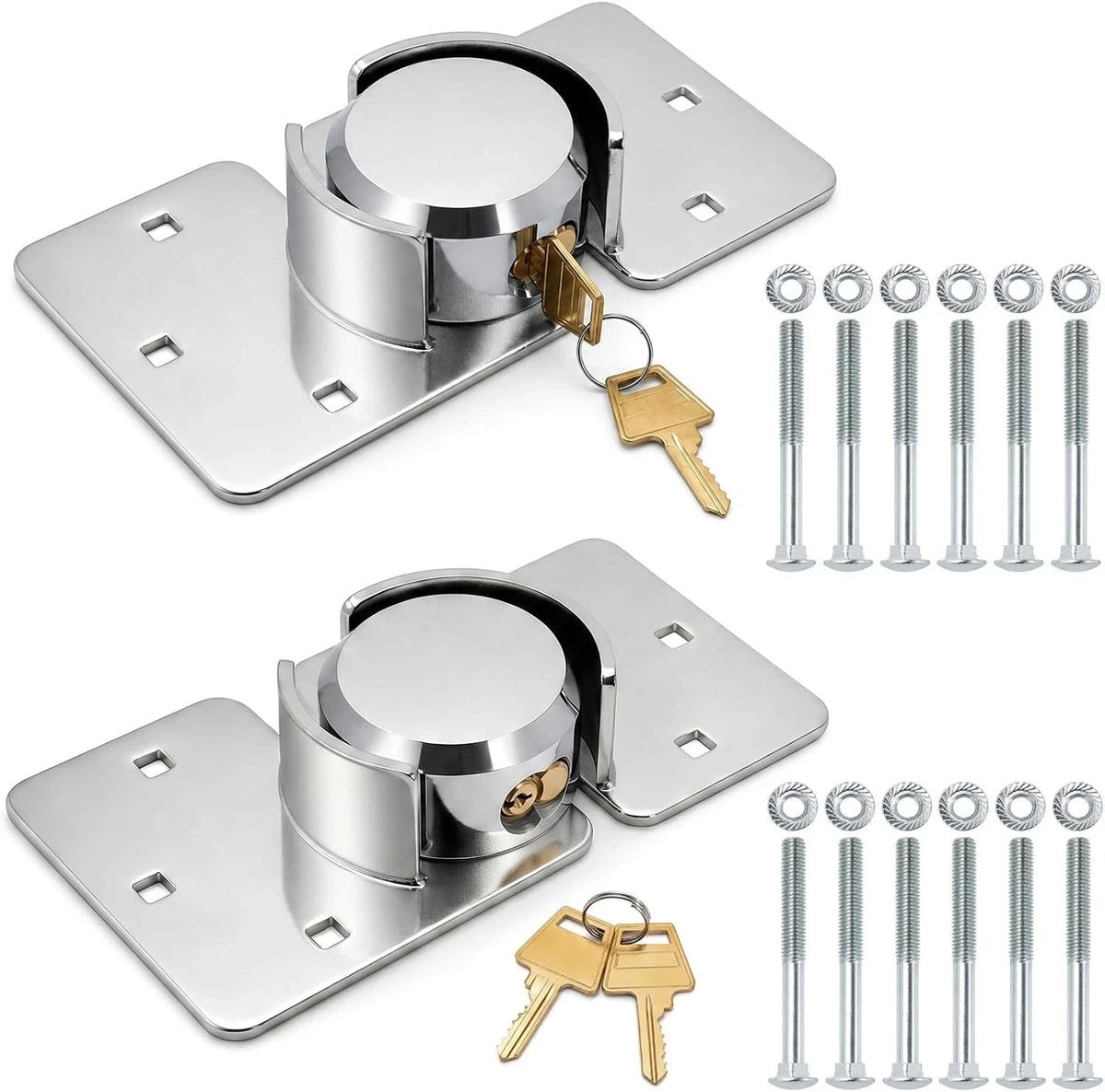 Heavy Duty Hidden Shackle Puck Lock with Hasp Keyed Alike, 2 Pack