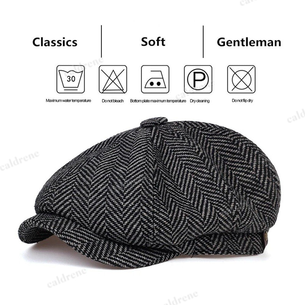 Herringbone Tweed Newsboy Flat Cap – view 3