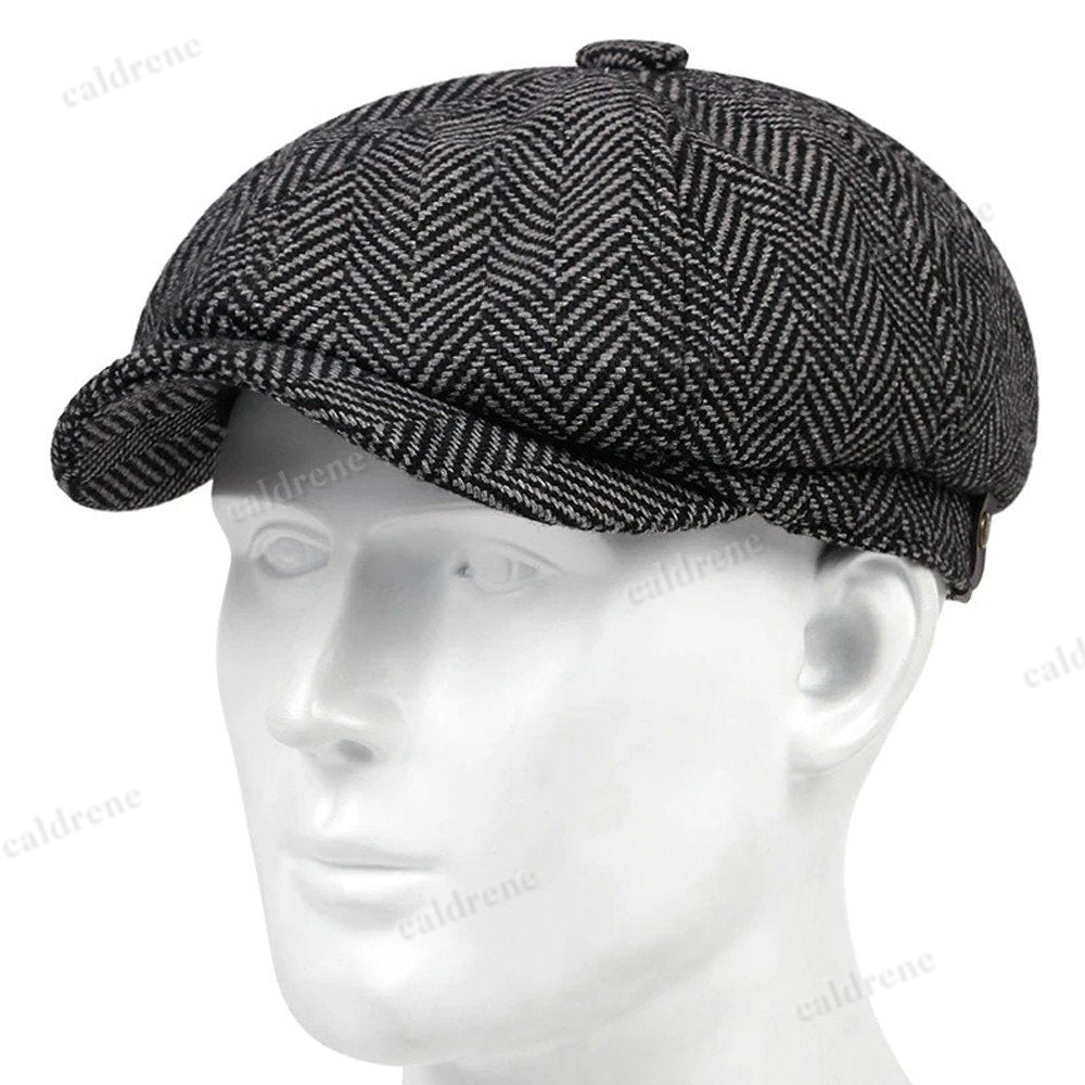Herringbone Tweed Newsboy Flat Cap – view 4