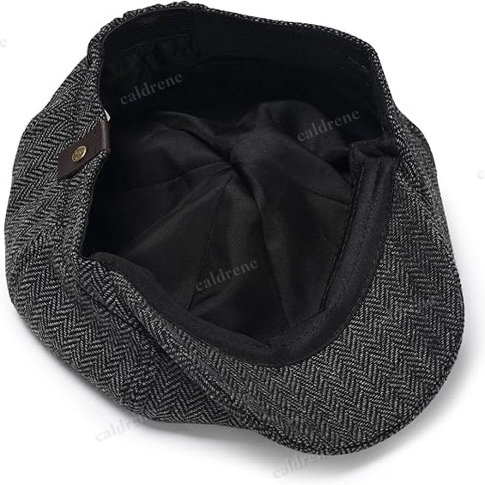 Herringbone Tweed Newsboy Flat Cap – view 6