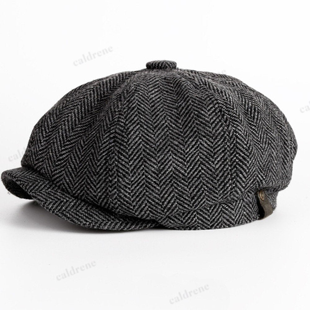 Herringbone Tweed Wool Newsboy Flat Cap – view 9
