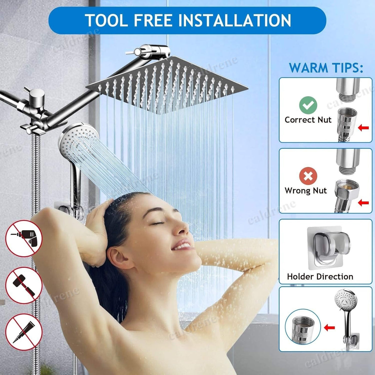 High Pressure Rain Shower Head and Handheld Combo, Chrome – view 10