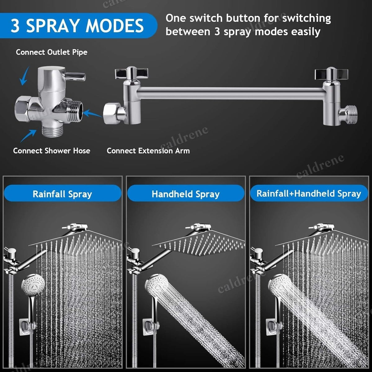 High Pressure Rain Shower Head and Handheld Combo, Chrome – view 2