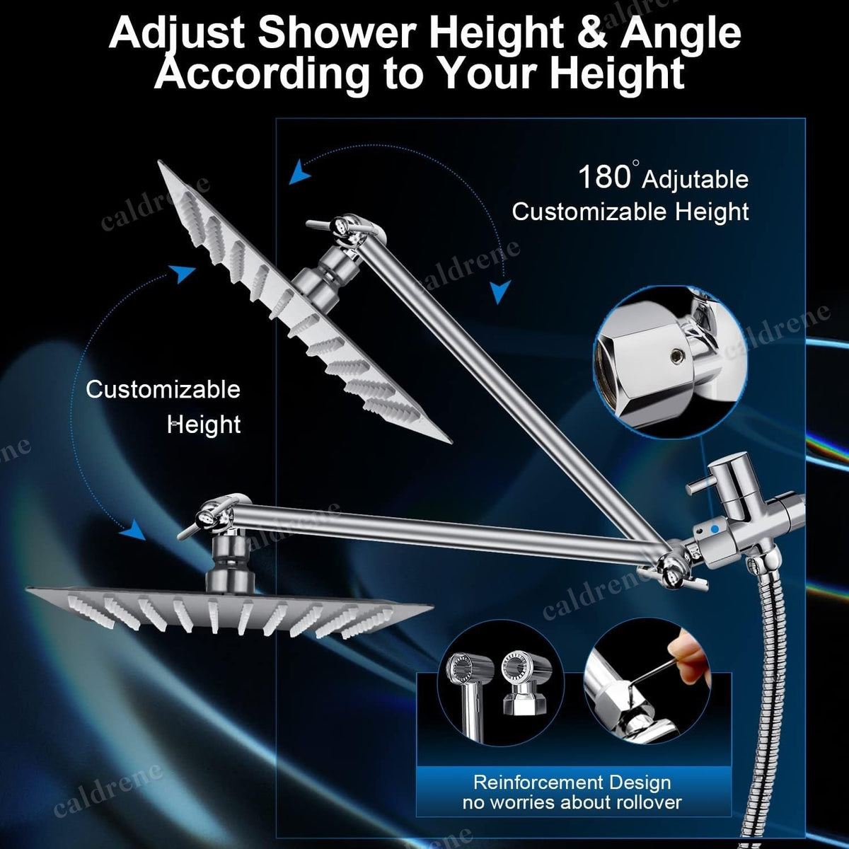 High Pressure Rain Shower Head and Handheld Combo, Chrome – view 7