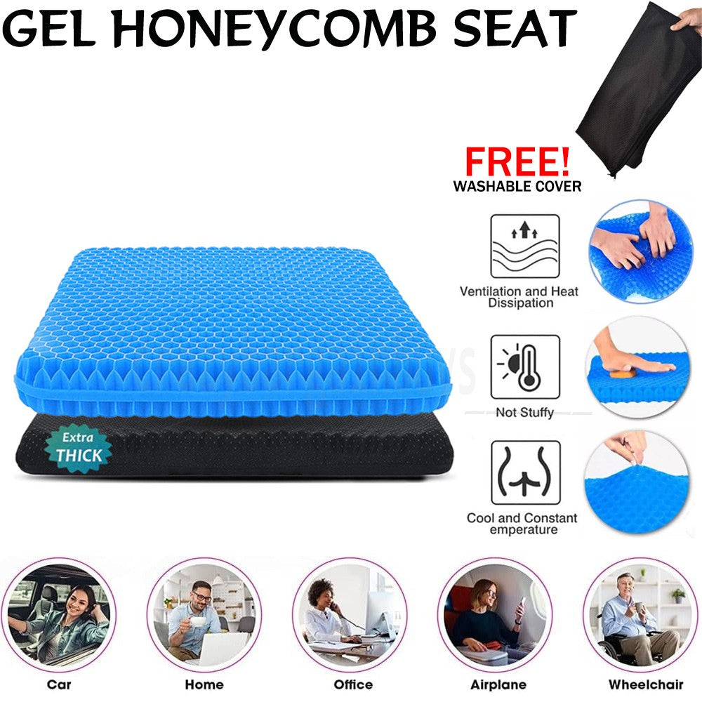 Honeycomb Breathable Gel Seat Cushion Cooling Double Thick Layer Sitting Pad Mat – Compatible with Seat