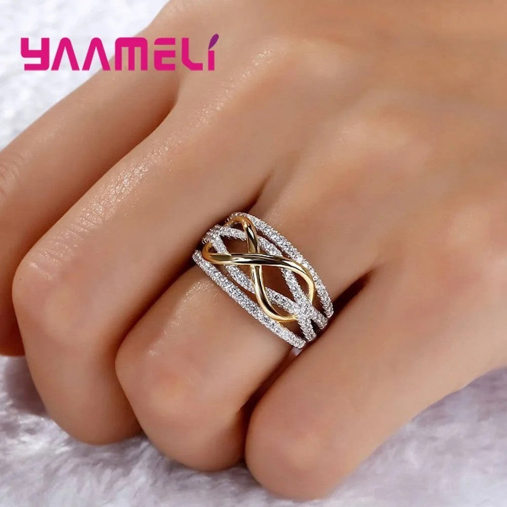 Infinity Love Ring in 925 Sterling Silver with Cubic Zirconia