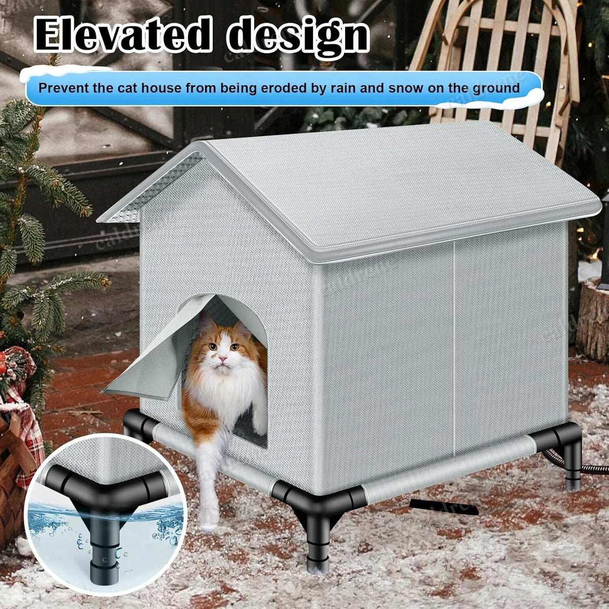 Insulated Heated Outdoor Cat House, Weatherproof – view 6