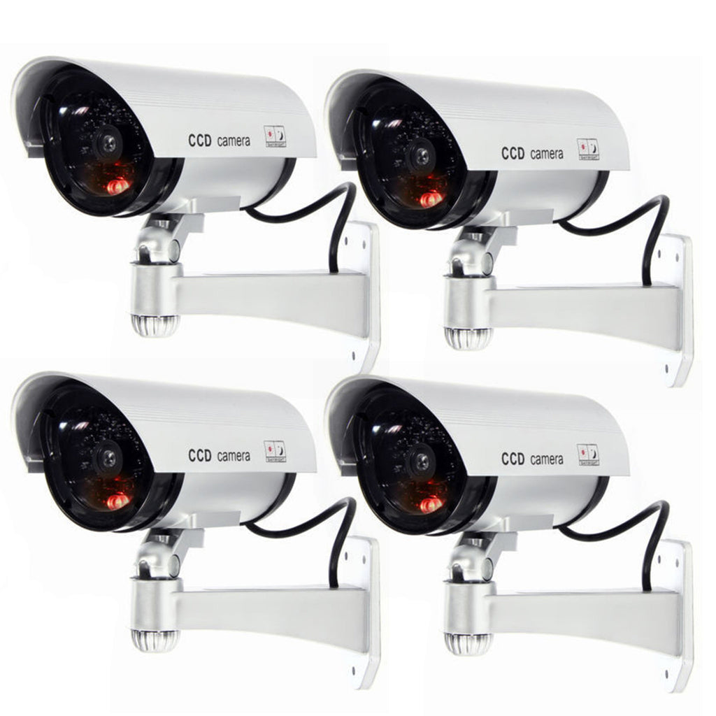 IR Bullet Dummy Security Camera with Record Light, 4 Pack