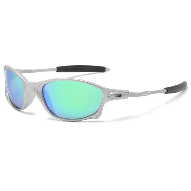 Juliet 1238 X-Metal Cyclops Sunglasses with Polarized Lenses – Silver Green