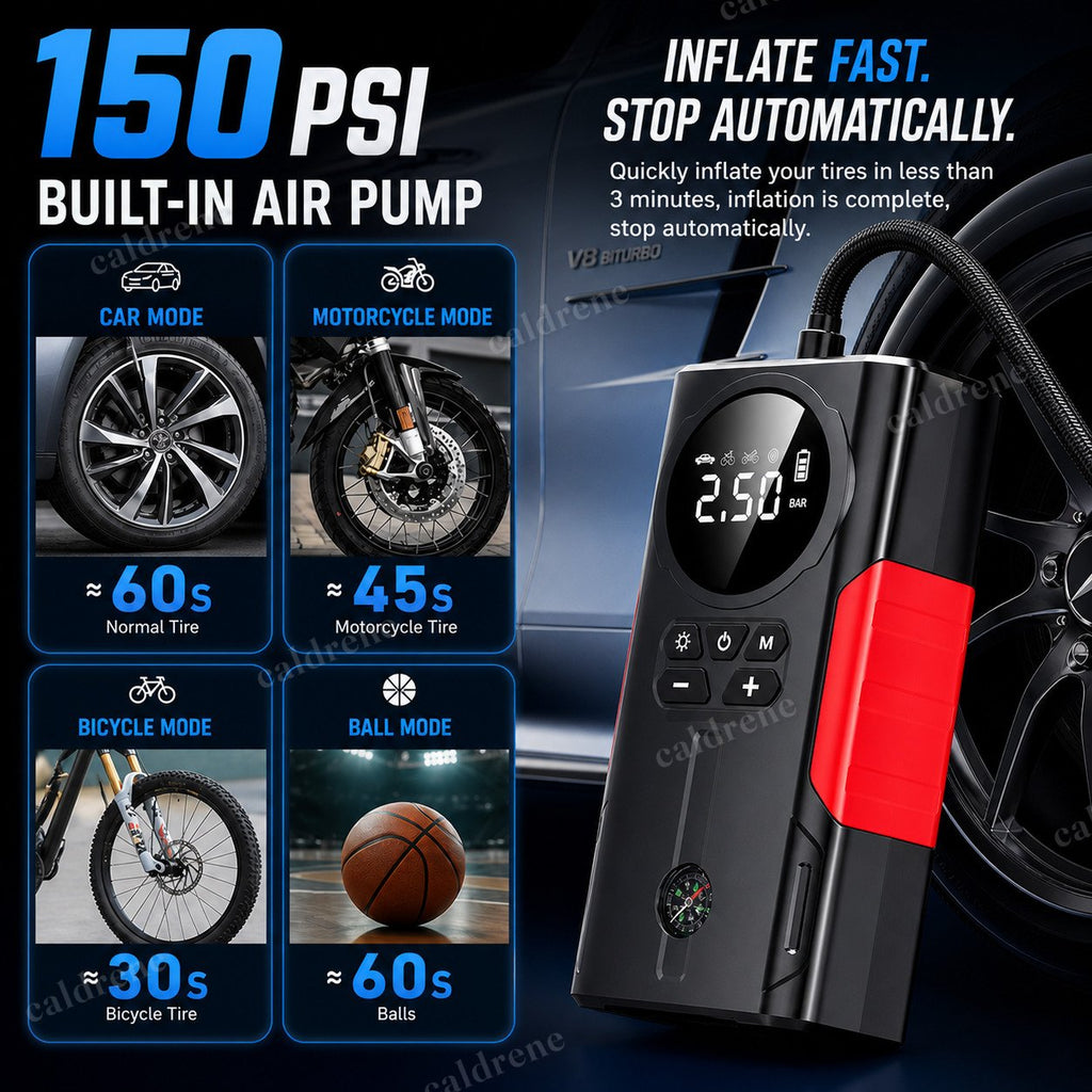 Jump Starter with 150PSI Air Compressor, 8000A – view 3
