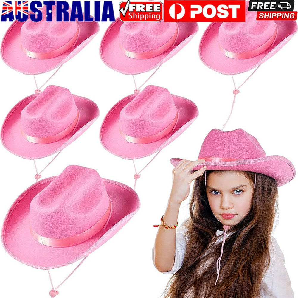 Kids Cowboy Hat Girls Boys Cowgirl Felt Western Costume Hat Wide Brim Party 54cm