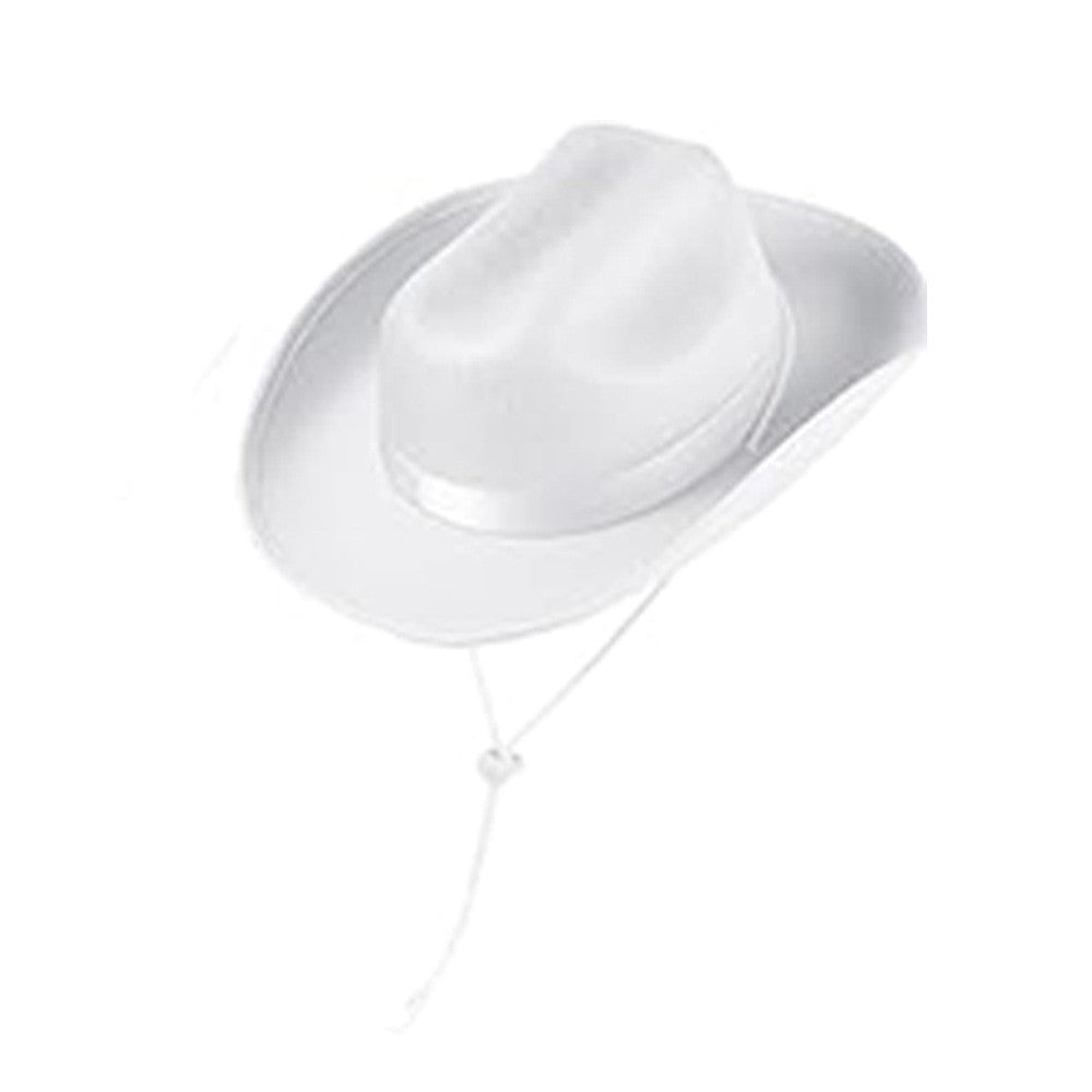 Kids Cowboy Hat Girls Boys Cowgirl Felt Western Costume Hat Wide Brim Party 54cm – White