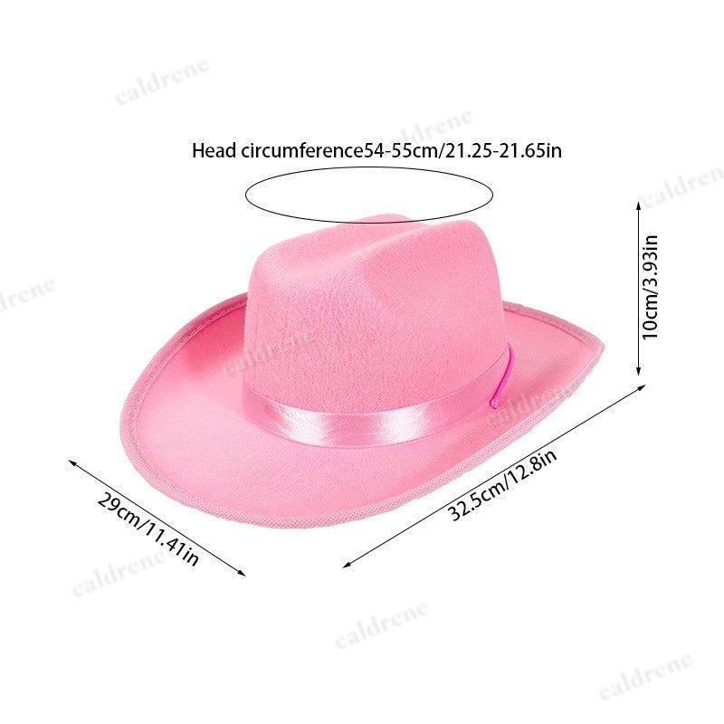 Kids Cowboy Hat Girls Boys Cowgirl Felt Western Costume Hat Wide Brim Party 54cm – view 2