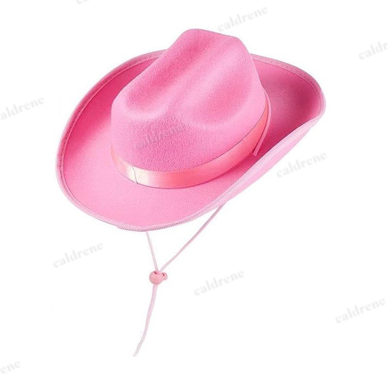 Kids Cowboy Hat Girls Boys Cowgirl Felt Western Costume Hat Wide Brim Party 54cm – view 3