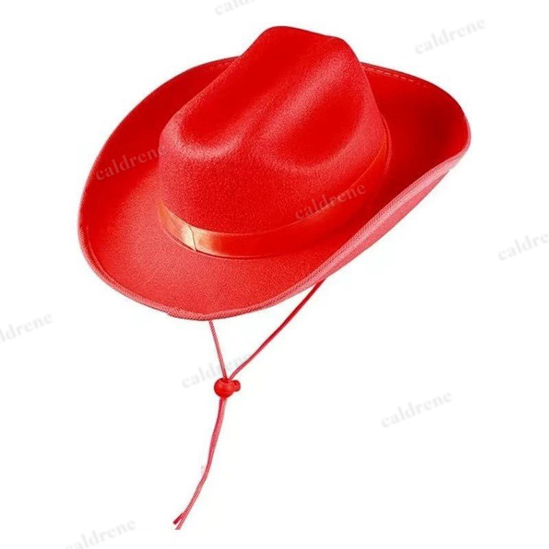 Kids Cowboy Hat Girls Boys Cowgirl Felt Western Costume Hat Wide Brim Party 54cm – view 6