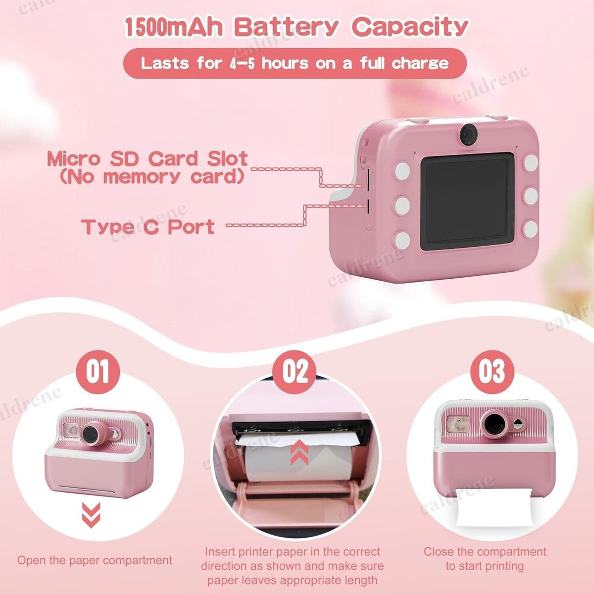 Kids Instant Print Camera 1080P with 3 Rolls of Paper – view 5