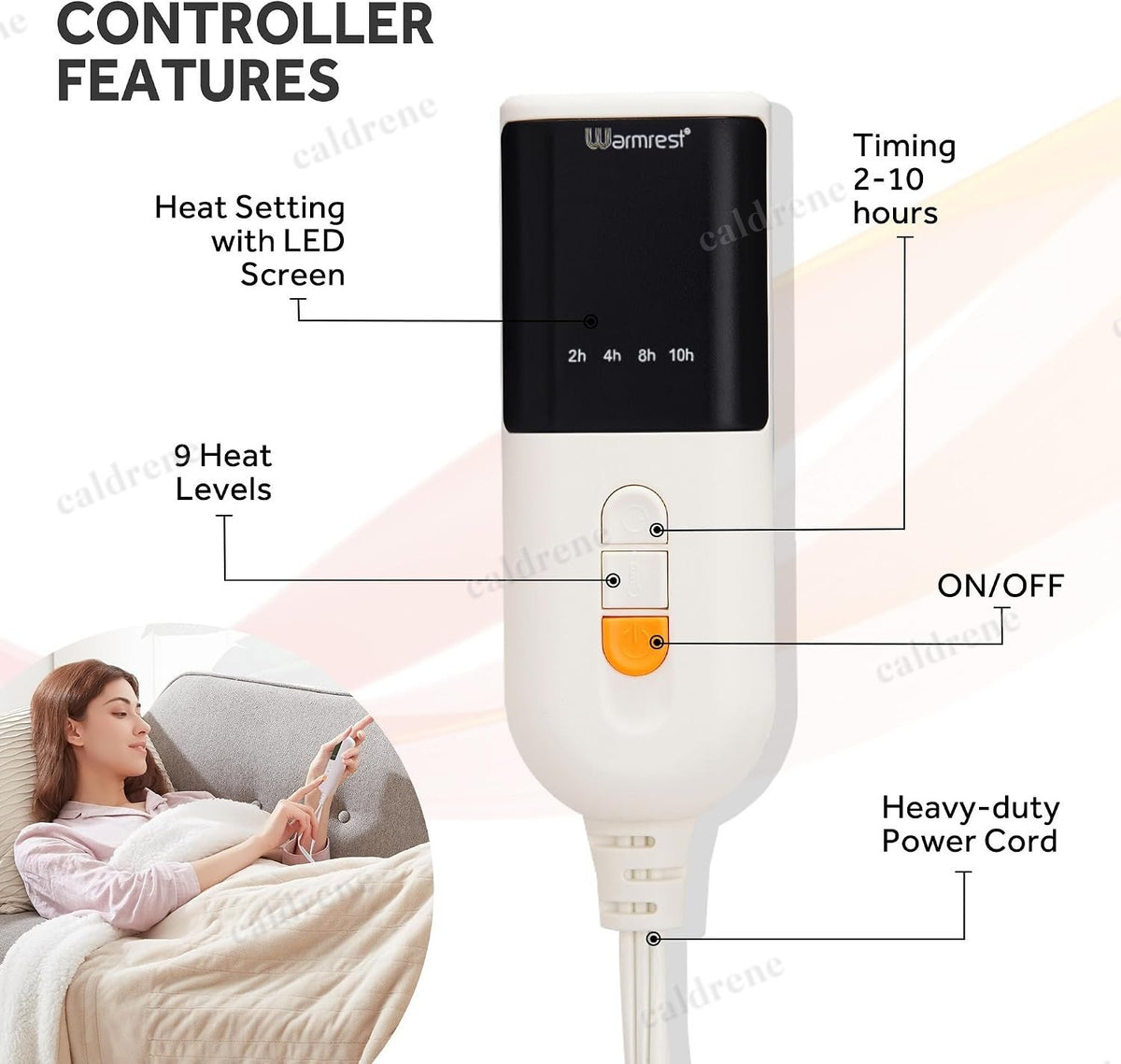 King Size Flannel Sherpa Electric Heated Blanket with Auto-Off – view 2