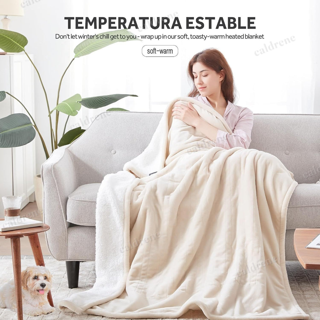 King Size Flannel Sherpa Electric Heated Blanket with Auto-Off – view 5