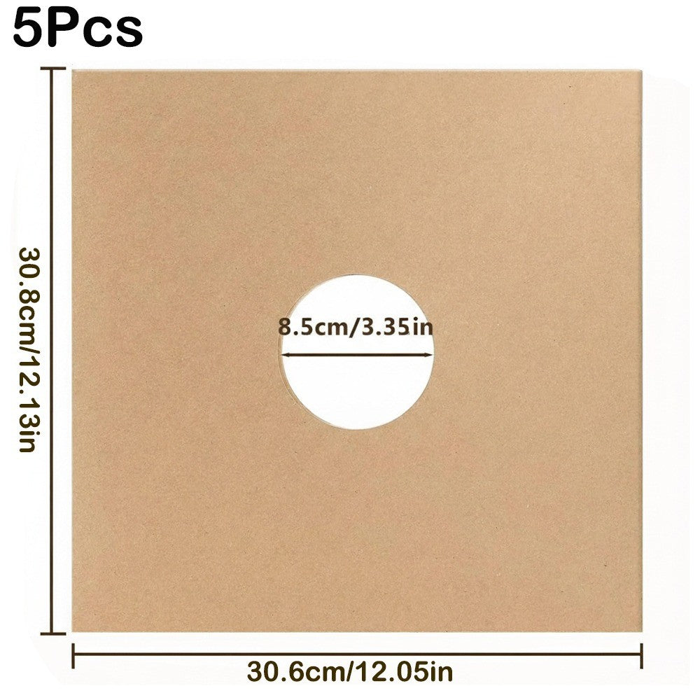 Kraft Paper Vinyl Record Covers for 7/10/12 Inch Records – 5pcs 12inch