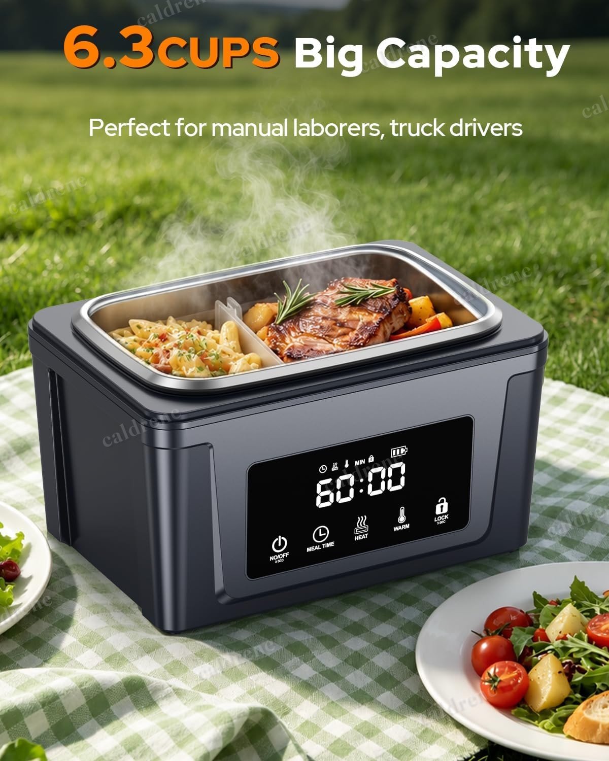 Large Cordless Rechargeable Heated Electric Lunch Box – view 3