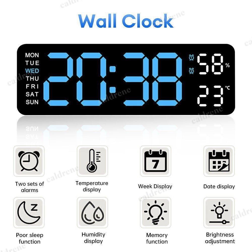 Large LED Digital Wall and Desk Clock with Calendar – view 5