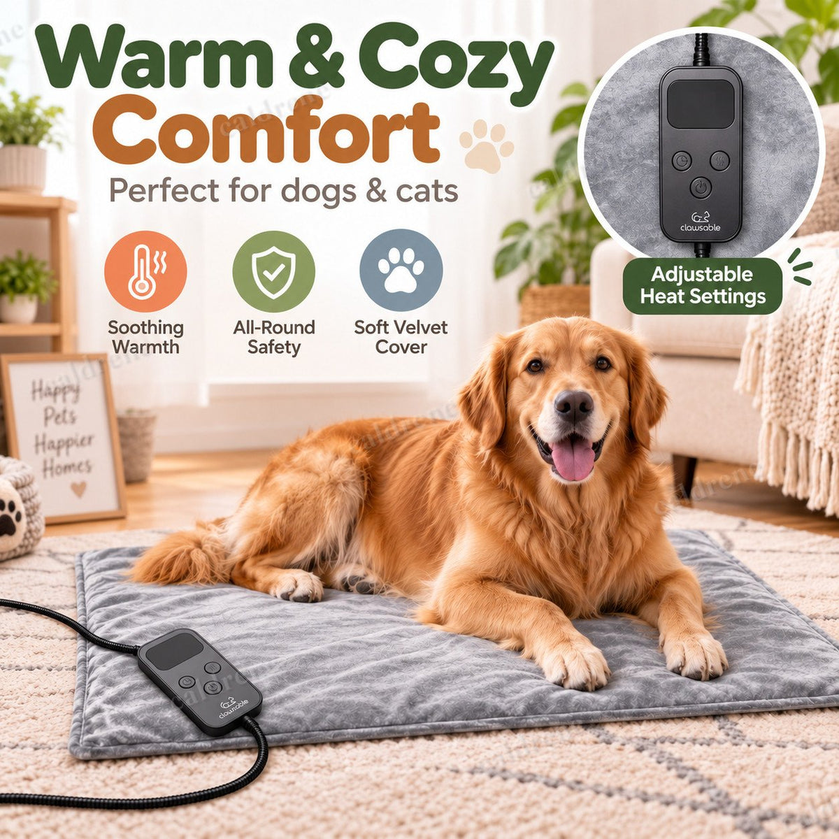 Large Pet Heating Pad, 47 x 27 Inch, Adjustable Temperature – view 2