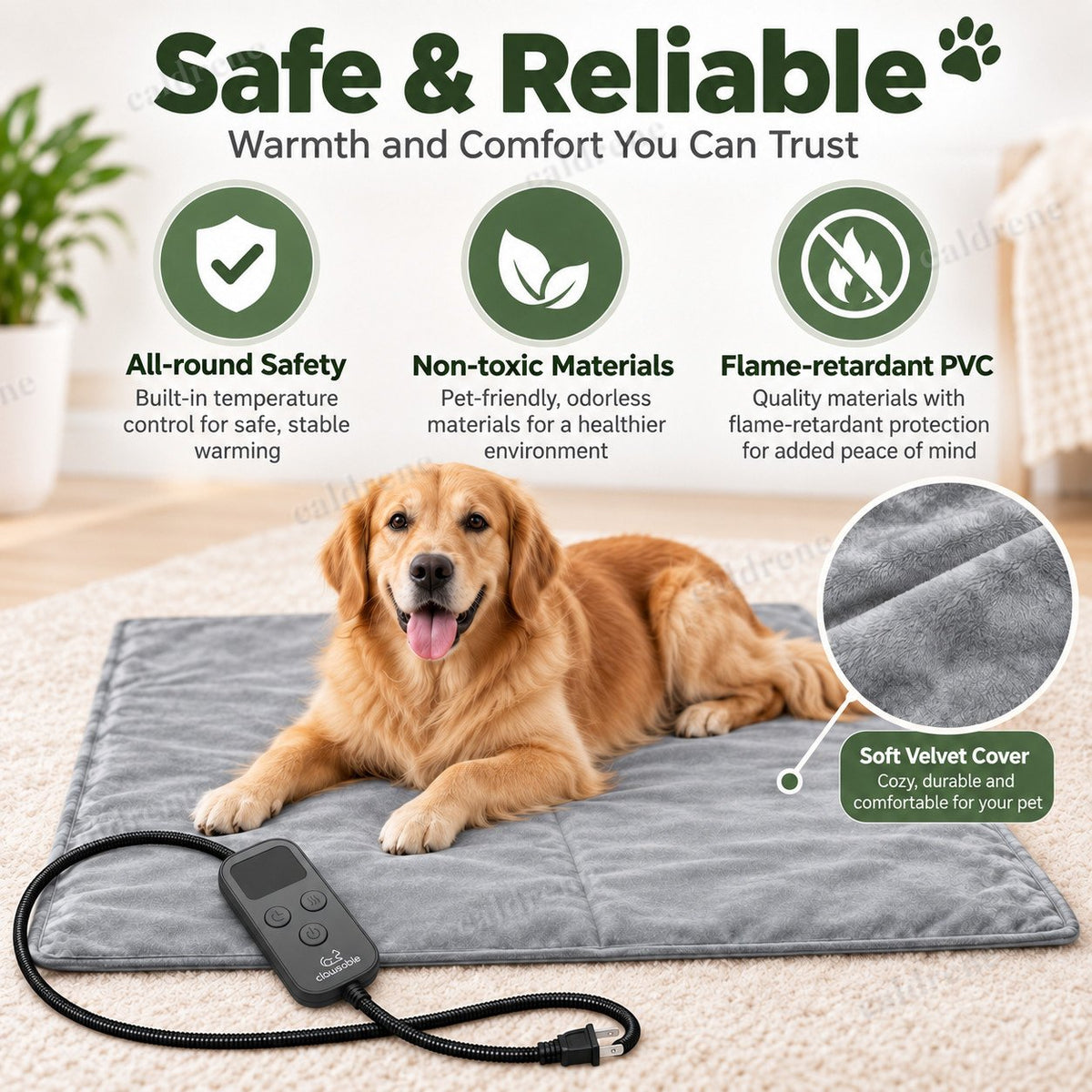Large Pet Heating Pad, 47 x 27 Inch, Adjustable Temperature – view 5