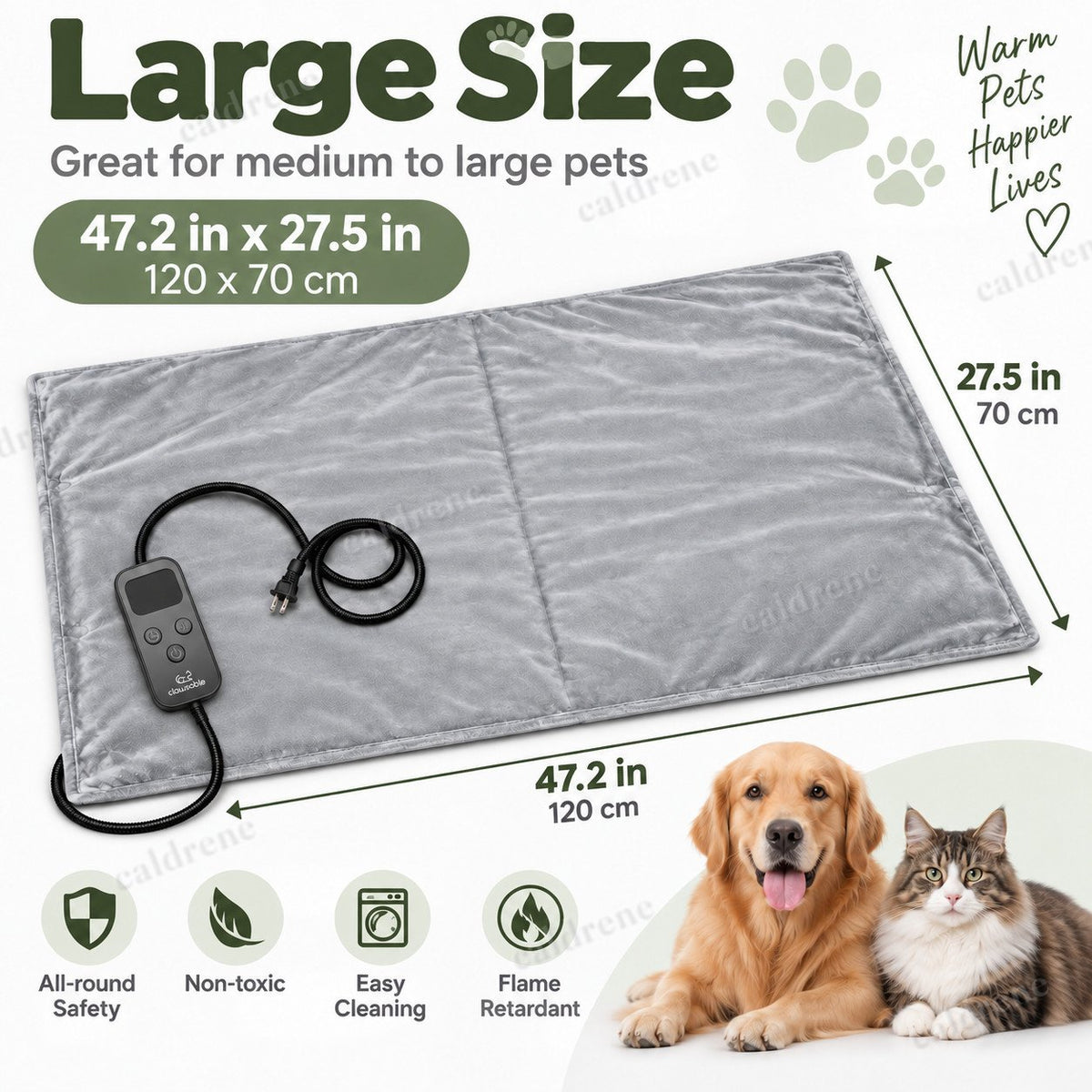 Large Pet Heating Pad, 47 x 27 Inch, Adjustable Temperature – view 8