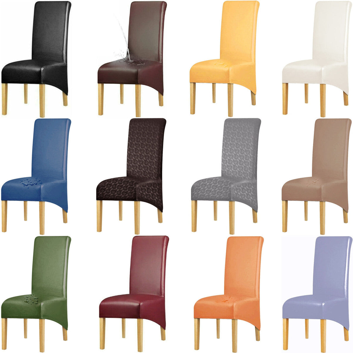 Large Waterproof PU Leather Dining Chair Covers – Slipcover Protector