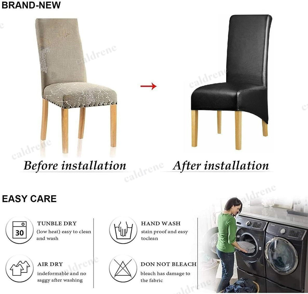 Large Waterproof PU Leather Dining Chair Covers – Slipcover Protector – view 6