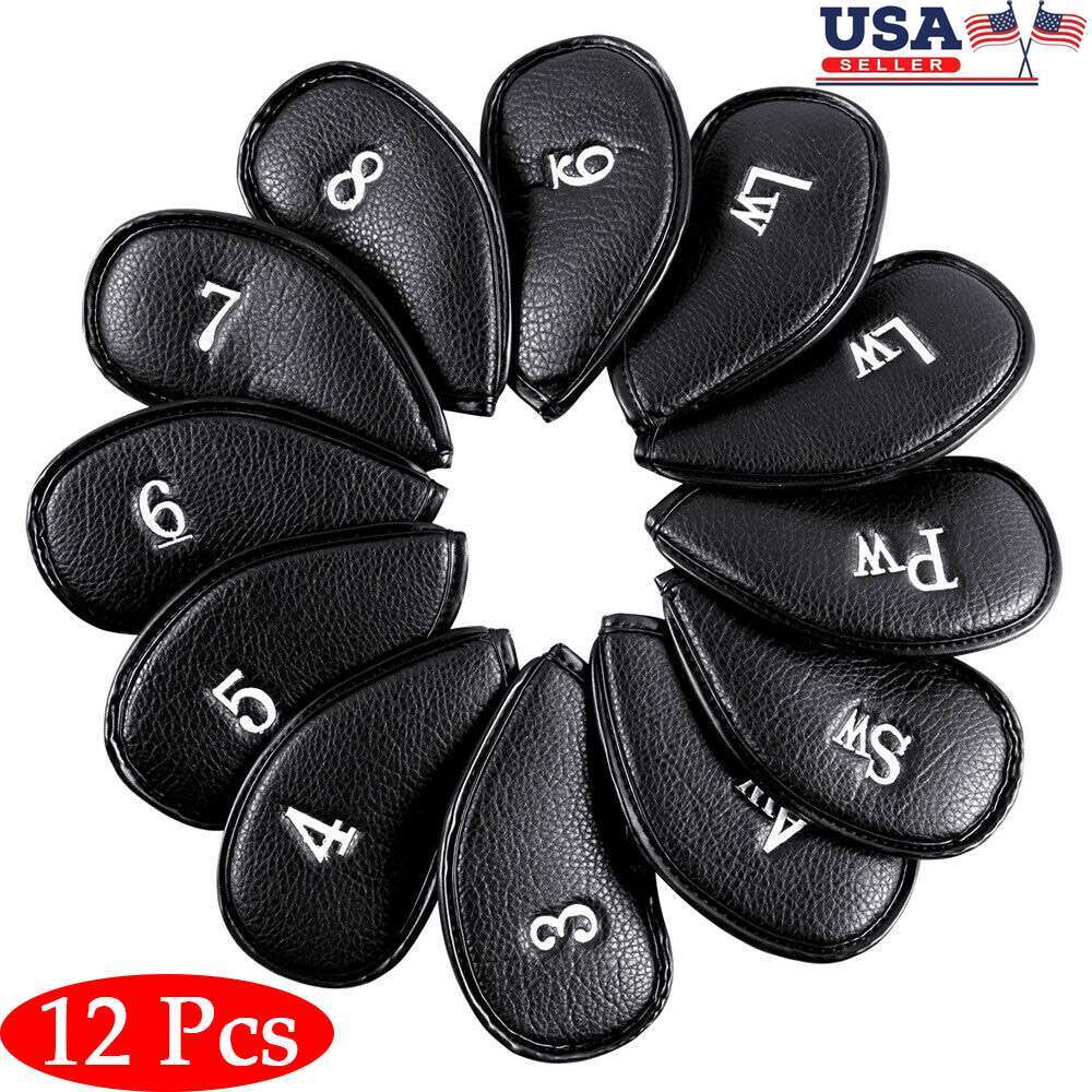 Leather Golf Iron Head Covers, 12 Pieces