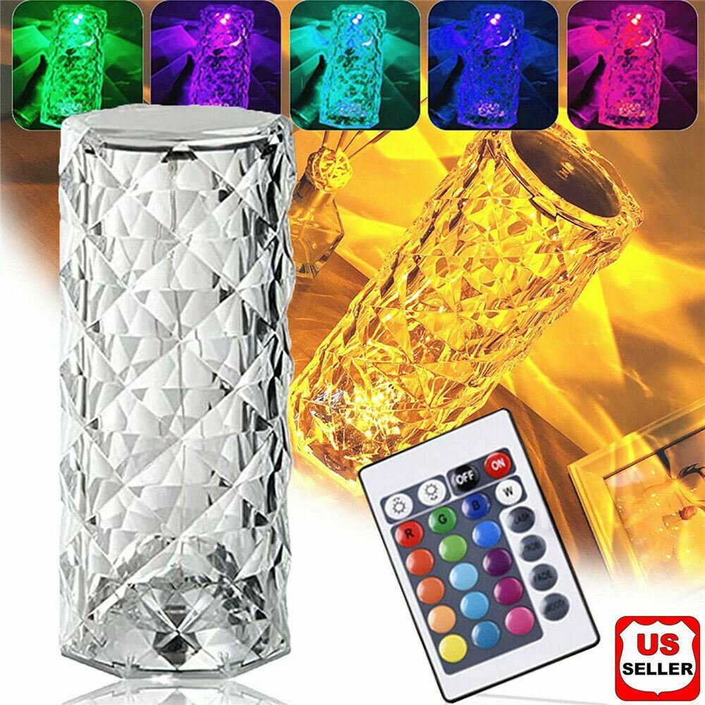 LED Crystal Rose Touch Table Lamp