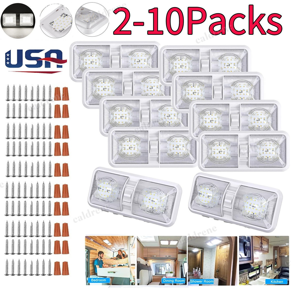 LED RV Ceiling Dome Light with Switch for Camper Trailer Boat – view 2