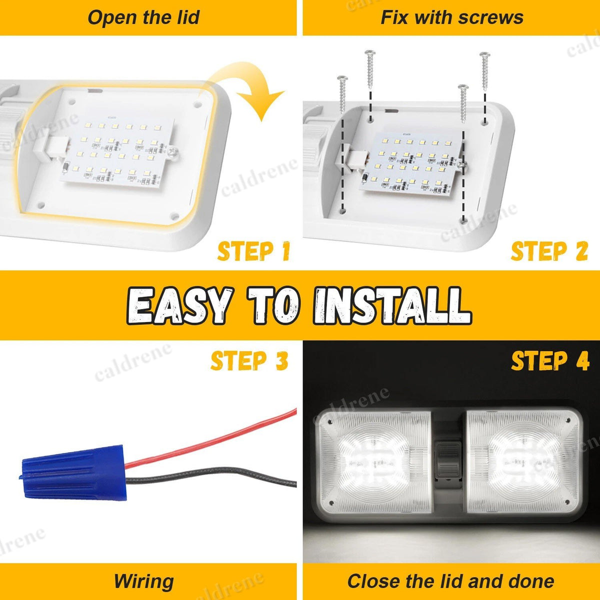 LED RV Ceiling Dome Light with Switch for Camper Trailer Boat – view 7