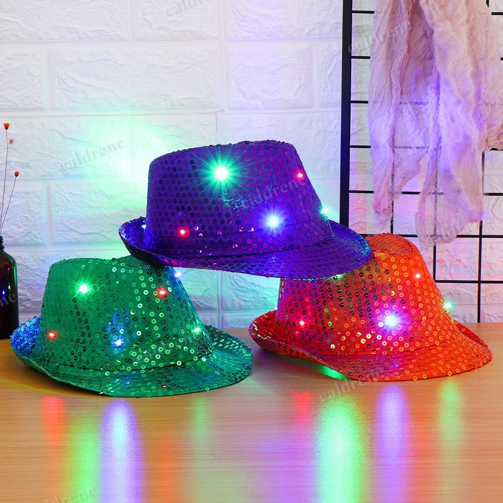 Light Up Sequin Fedora Hat for Parties and Events – view 4