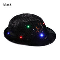 Light Up Sequin Fedora Hat for Parties and Events – black