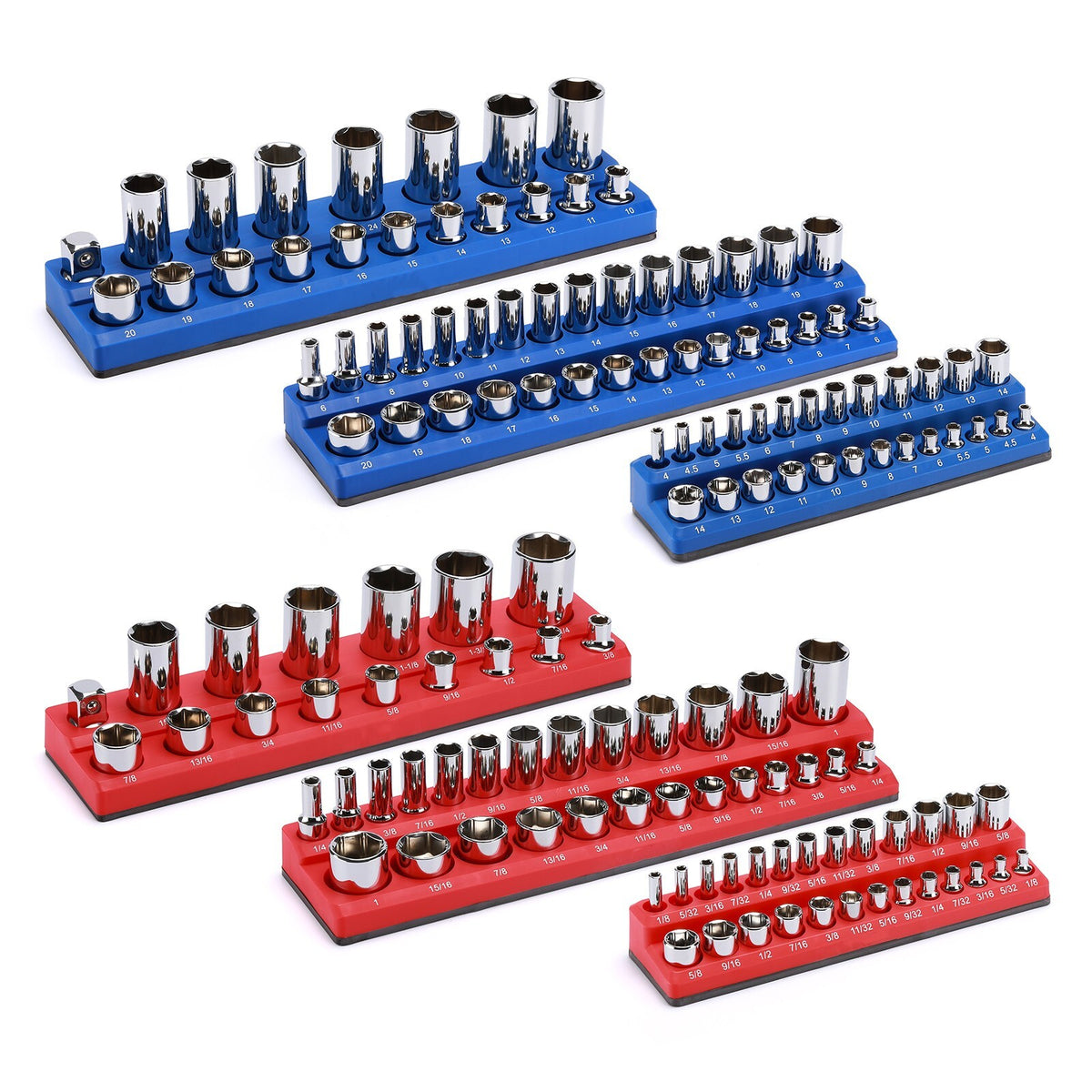 Magnetic Socket Organizer Rails, 6 Piece 143 Slots – Caldrene