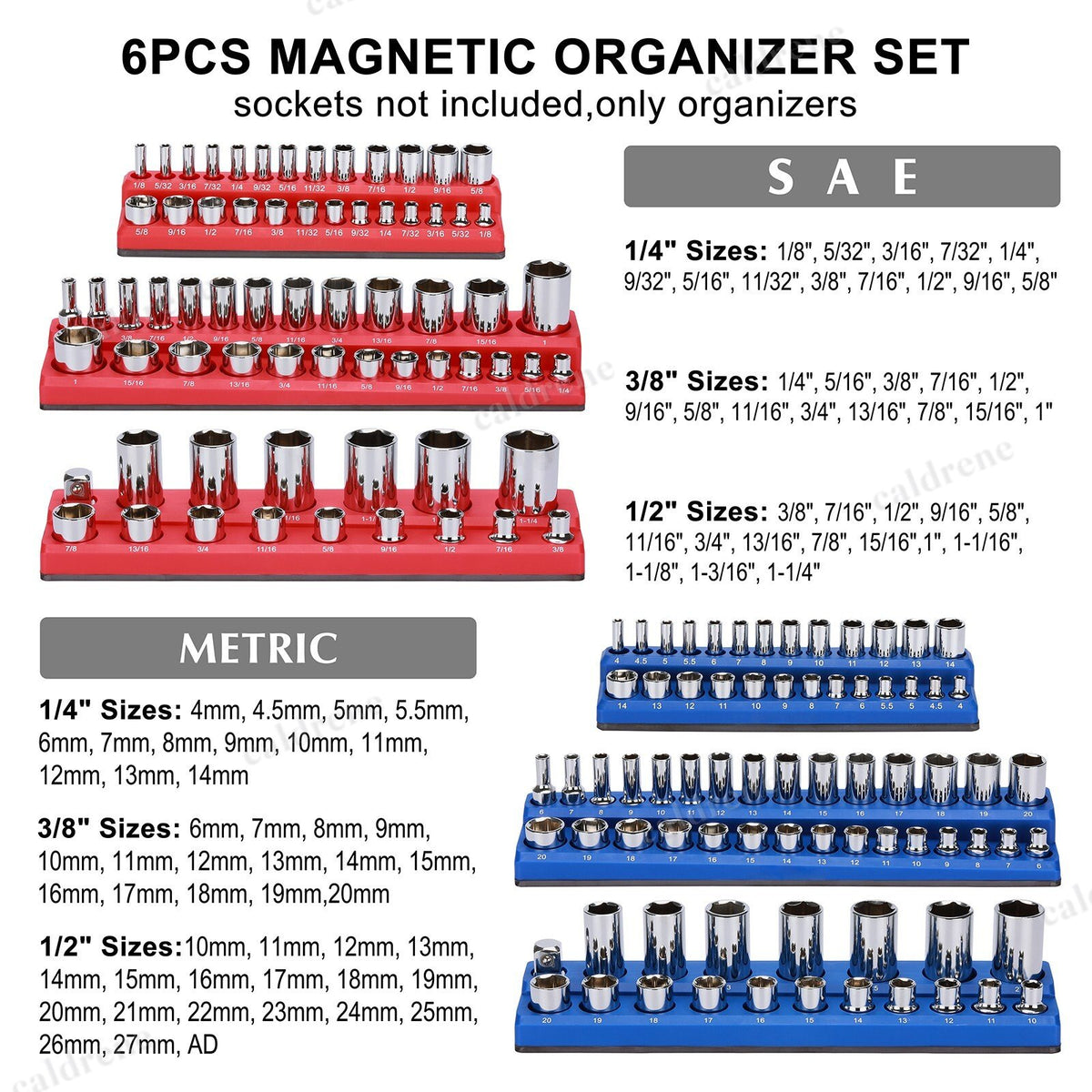Magnetic Socket Organizer Rails, 6 Piece 143 Slots – view 2