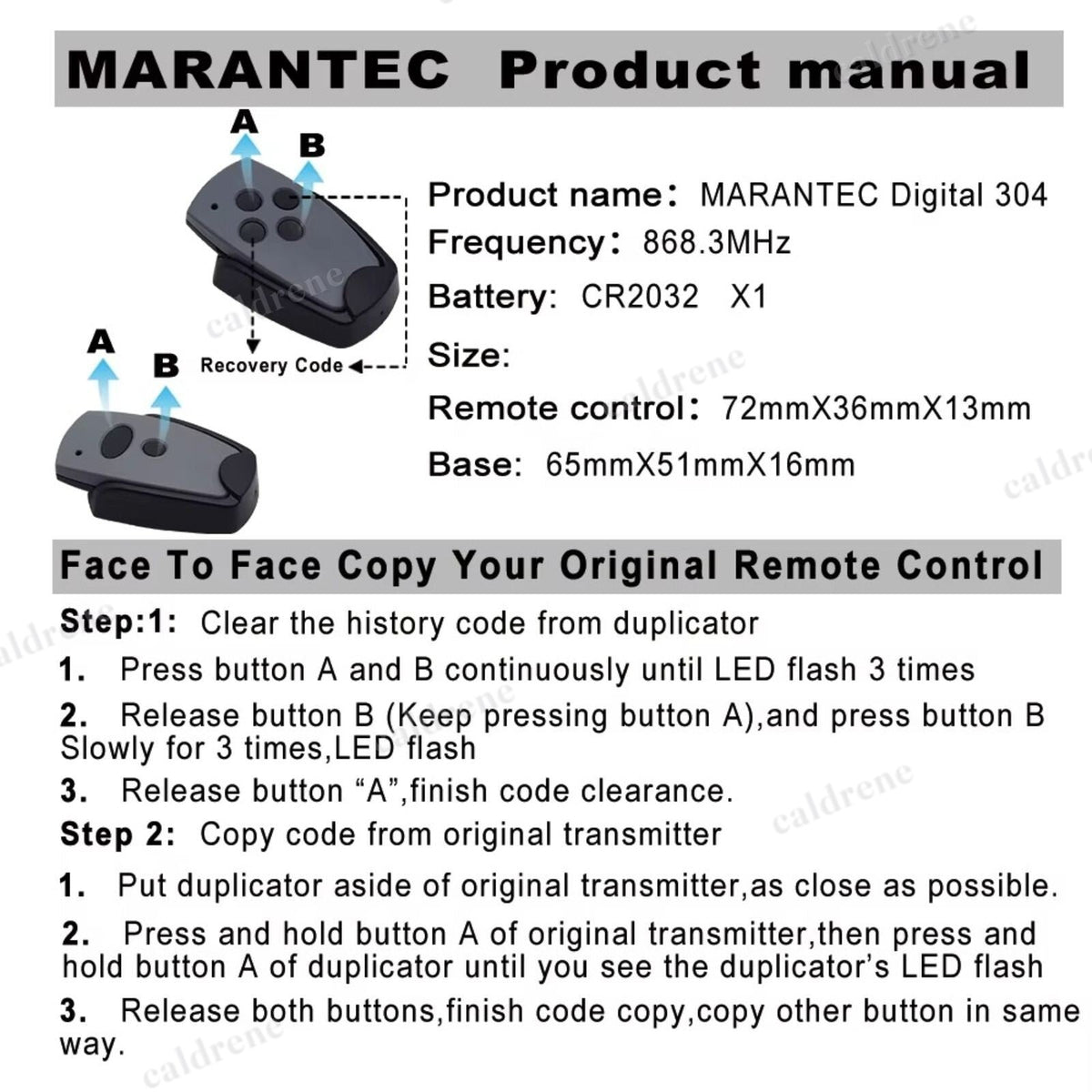 Marantec Digital 302 304 313 Comfort 220 250 270 replacement Remote 433Mhz – view 4