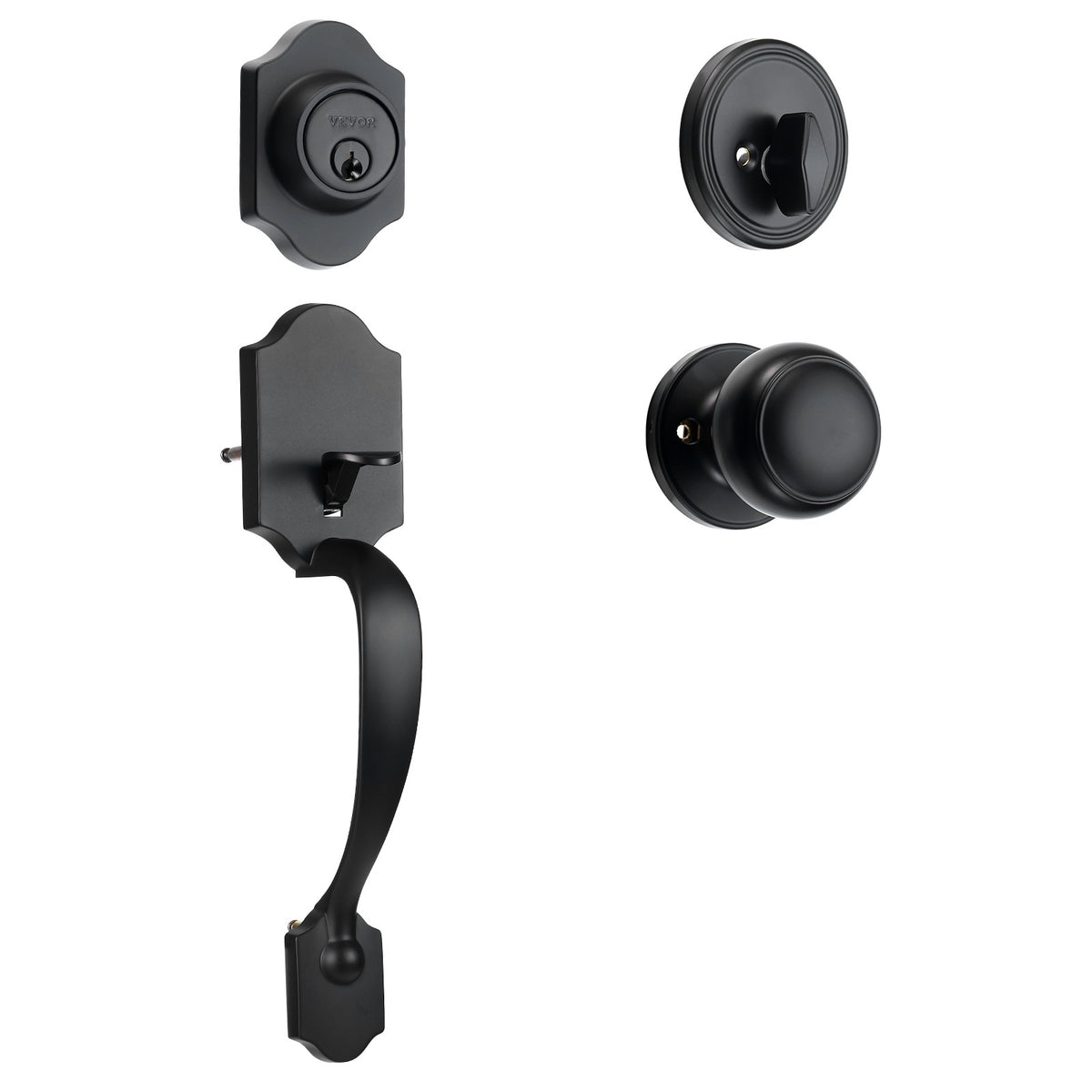 Matte Black Front Door Handle and Deadbolt Lock Set
