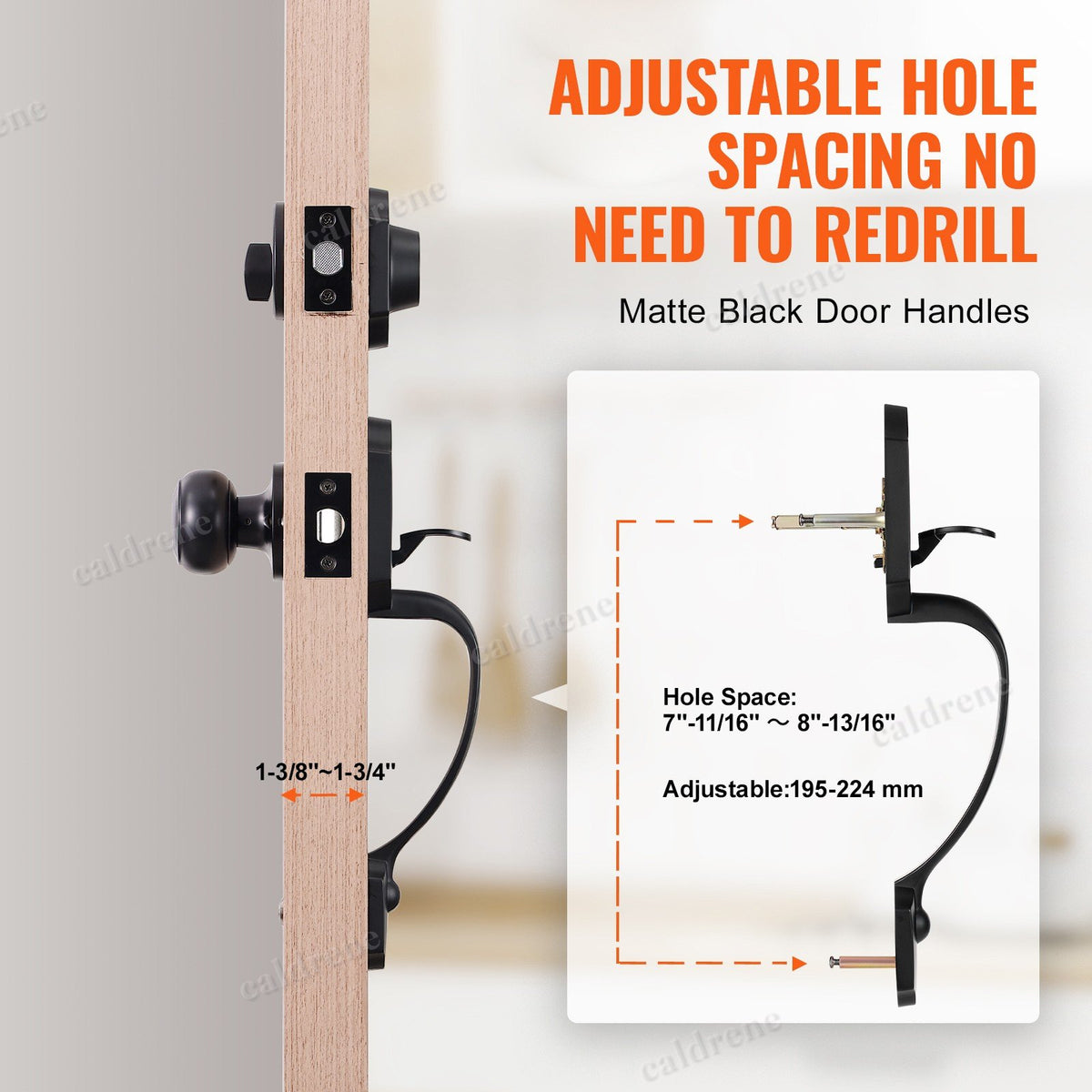 Matte Black Front Door Handle and Deadbolt Lock Set – view 2