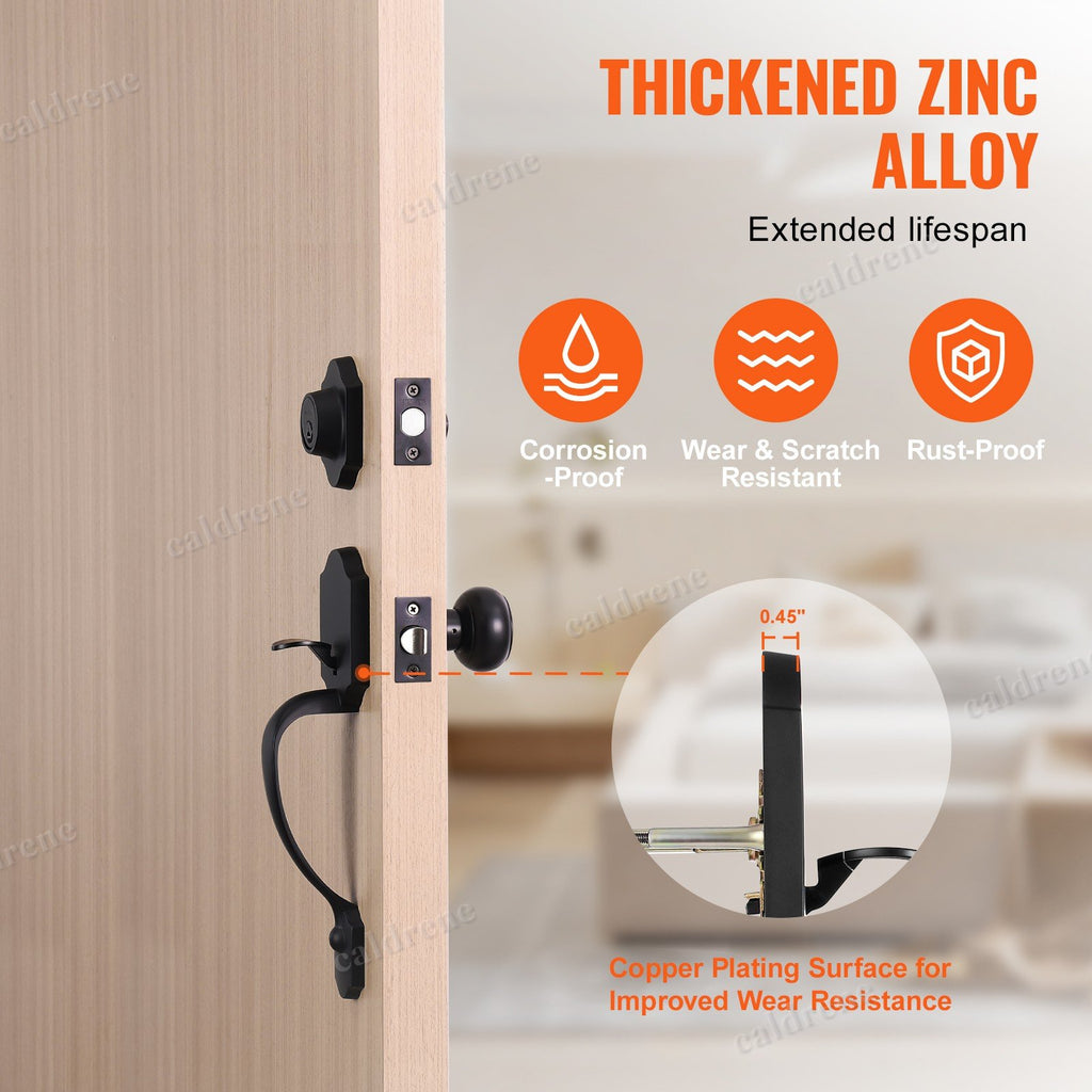 Matte Black Front Door Handle and Deadbolt Lock Set – view 3