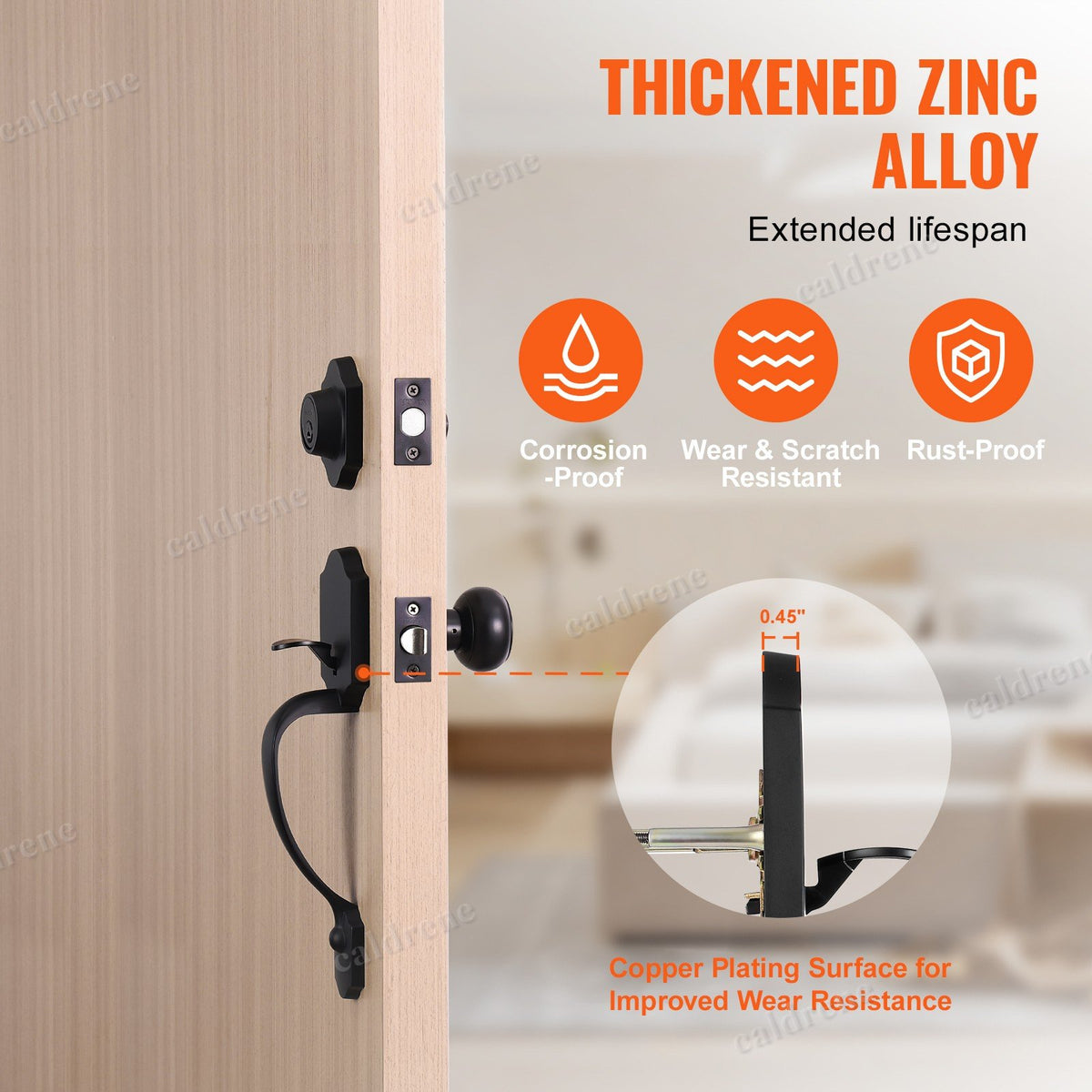 Matte Black Front Door Handle and Deadbolt Lock Set – view 3