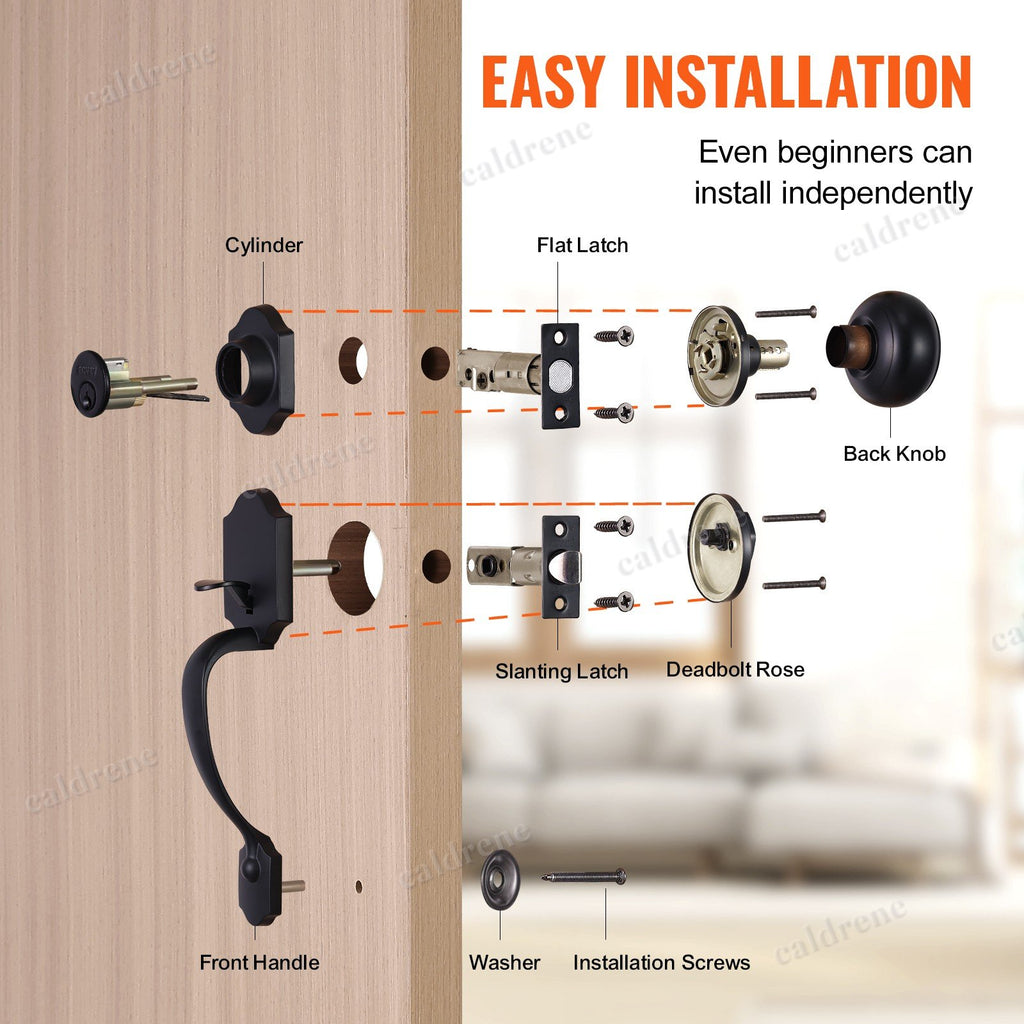 Matte Black Front Door Handle and Deadbolt Lock Set – view 5