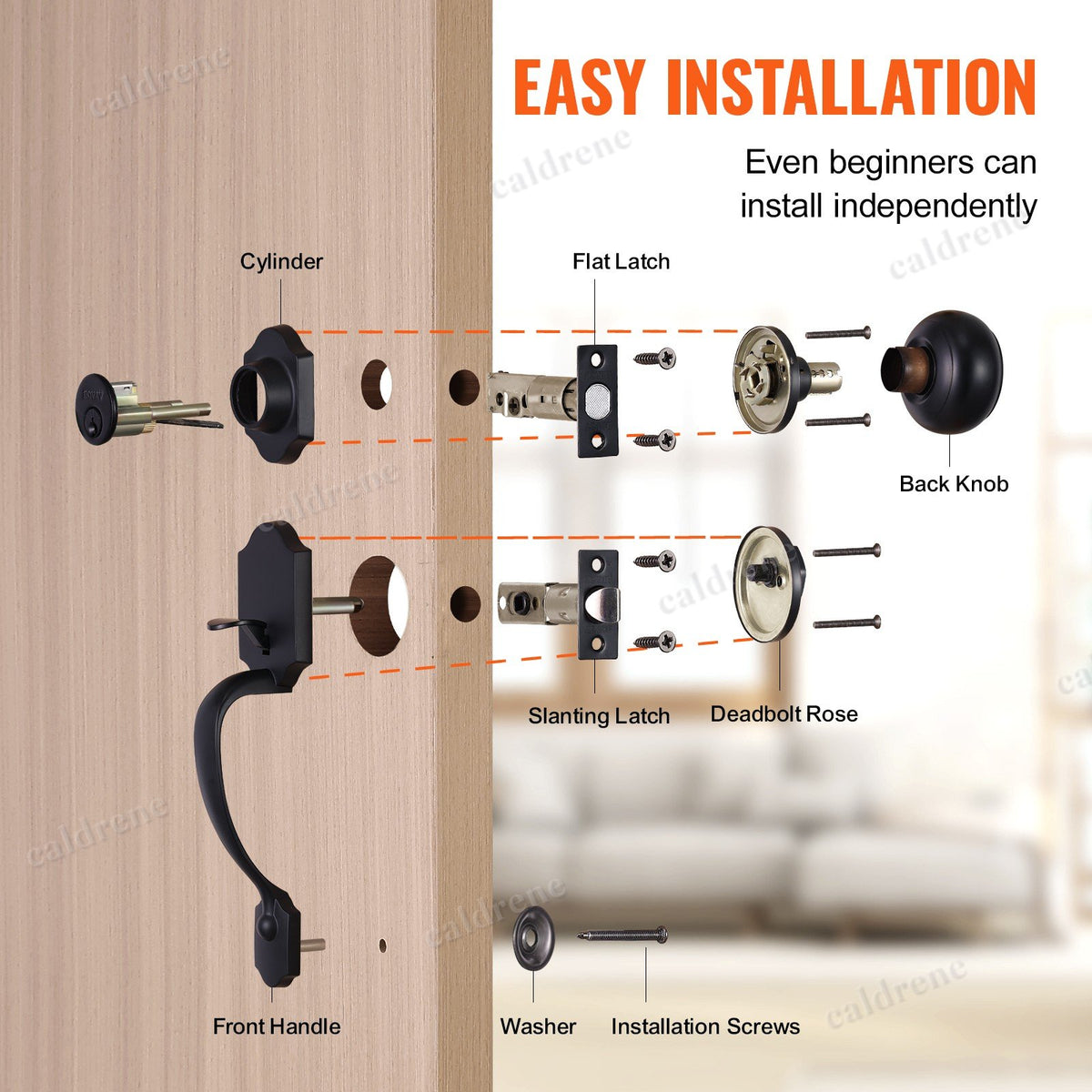 Matte Black Front Door Handle and Deadbolt Lock Set – view 5